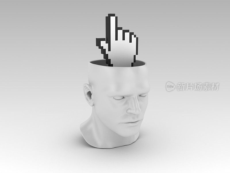 人的头与手光标- 3D渲染